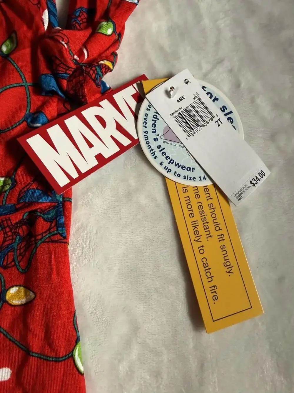 Marvel Spider-Man Christmas Holiday Toddler Boys 2-Piece Pajama Set Size 2T
